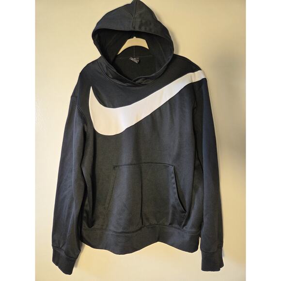 Nike Mens Dri-fit Basketball Pullover Hoodie Black Lrg White Logo Size M - Picture 1 of 9